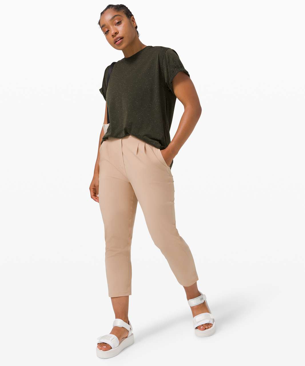 Lululemon All Yours Boyfriend Tee - Dark Olive / White