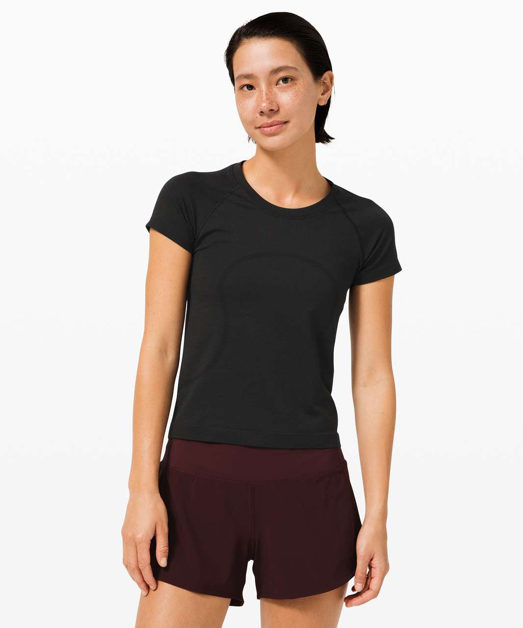 NEW Women Lululemon Swiftly Tech Short Sleeve 2.0 Grid Warp Black Size 10