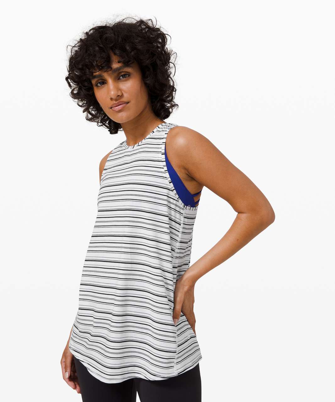 Lululemon All Tied Up Tank - Cut Back Stripe White Black