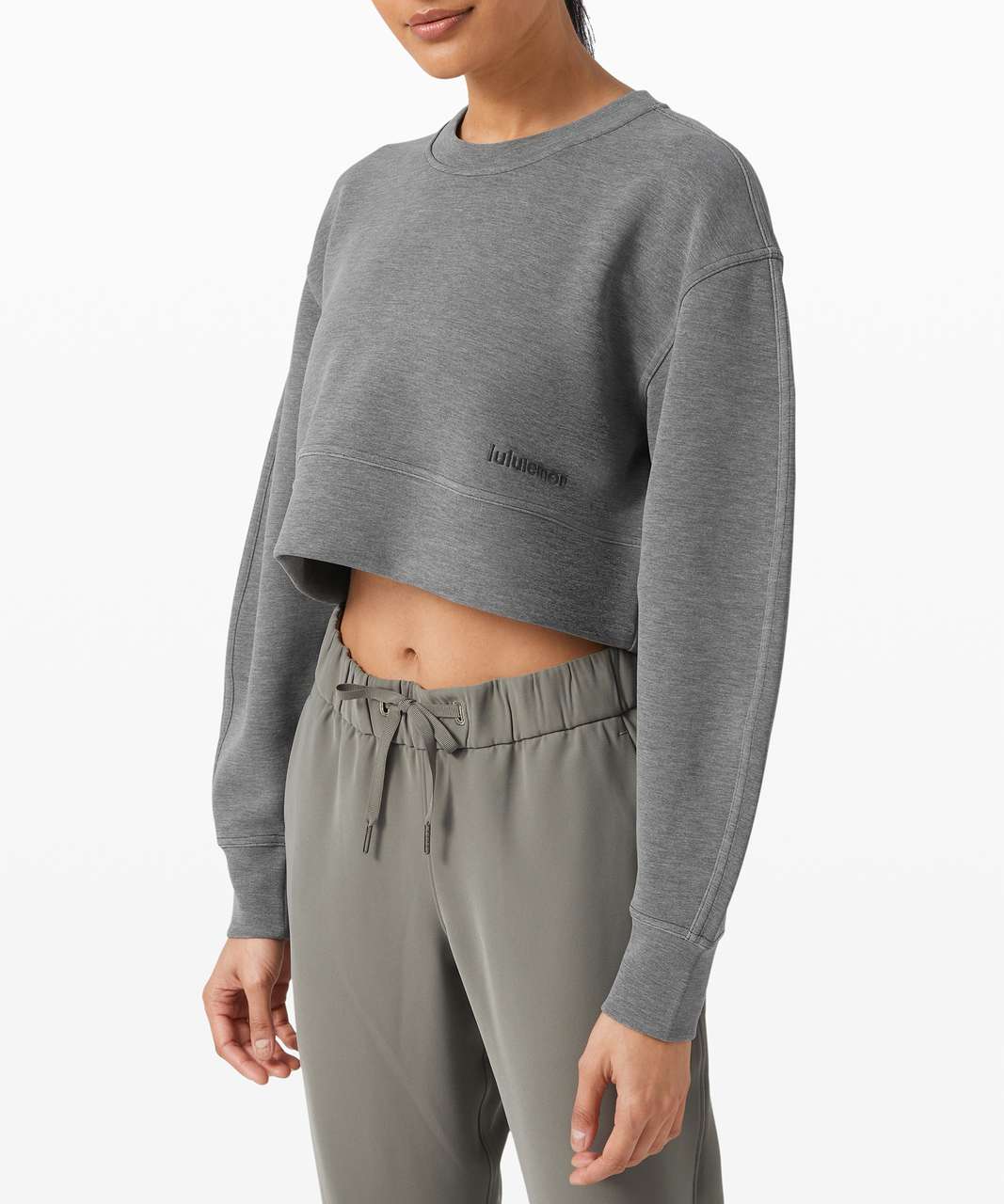 Lululemon Soft Ambitions Crop Crew - Heathered Graphite Grey