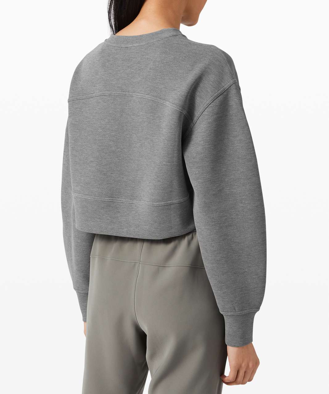 Lululemon Soft Ambitions Crop Crew - Heathered Graphite Grey - lulu fanatics