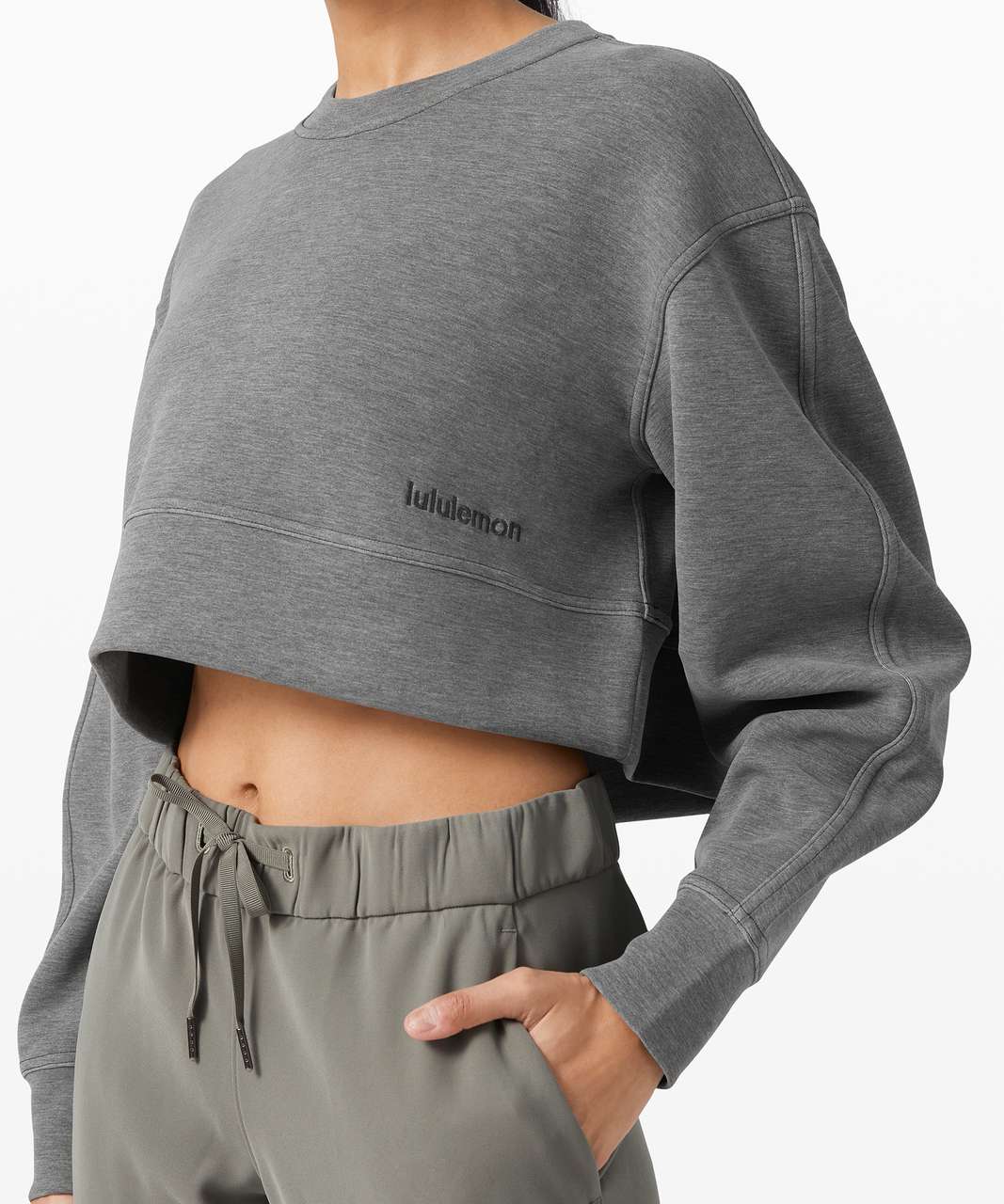 Lululemon Soft Ambitions Crop Crew - Heathered Graphite Grey