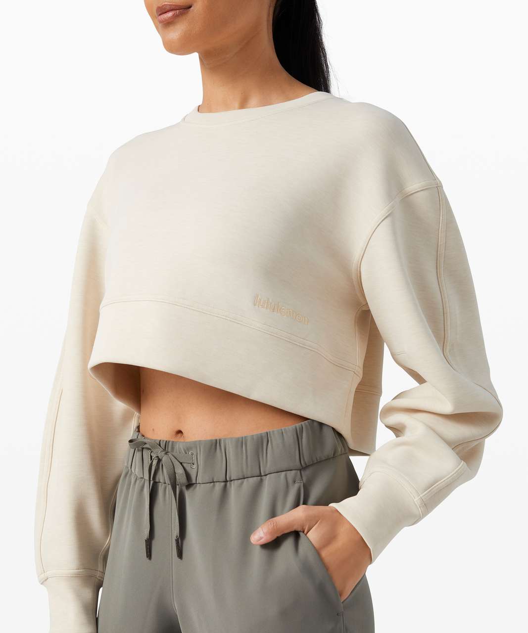 Lululemon Soft Ambitions Crop Crew - Heathered Beech Wood