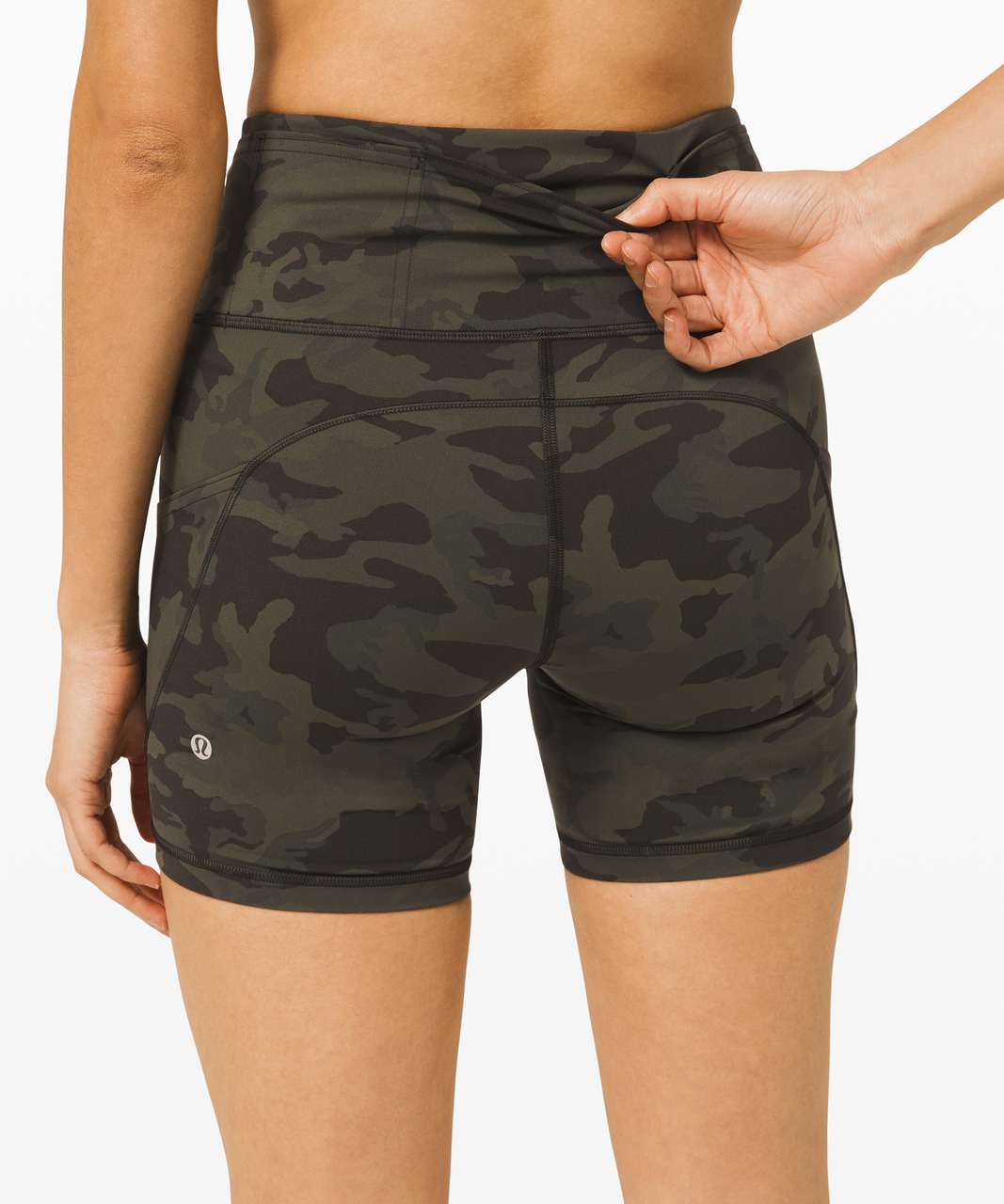 Lululemon Fast and Free Short 6" *Non-Reflective - Incognito Camo Multi Gator Green