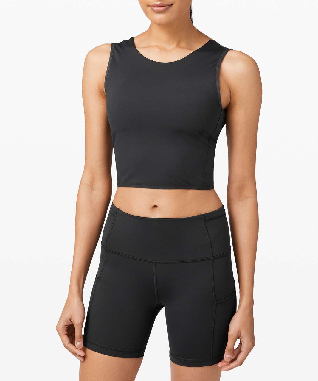 Lululemon Femme Force Crop Tank - Black - lulu fanatics