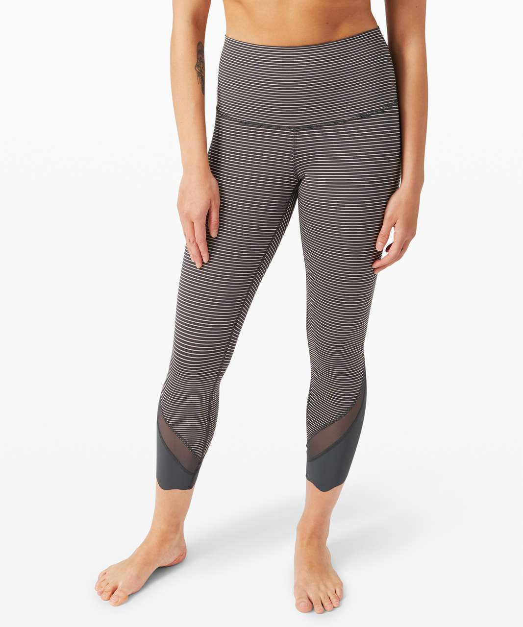 Lululemon Wunder Under Crop High-Rise *Roll Down Scallop Luxtreme 23" - Hype Stripe Deep Coal Mink Berry  / Deep Coal