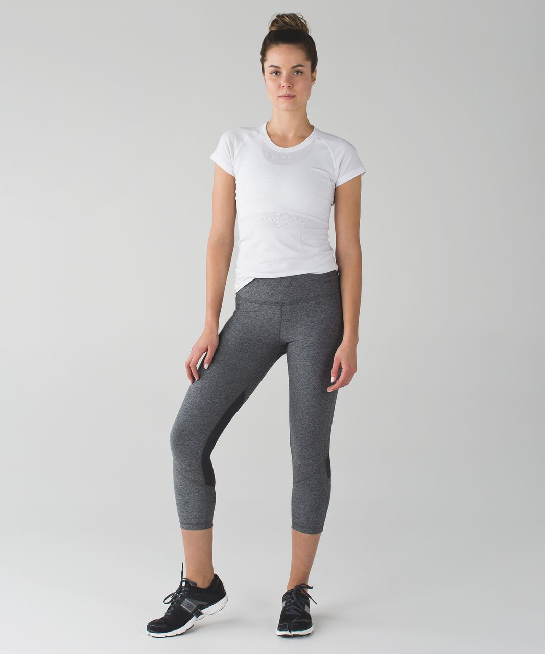 Lululemon Pace Rival Crop - Heathered Black / Deep Coal / Boom Juice