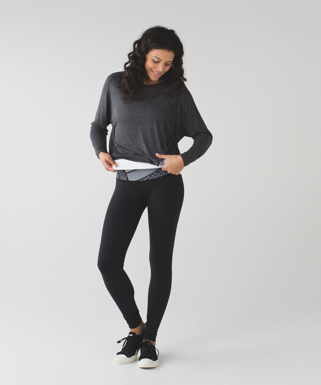 Lululemon Wunder Under Pant III - Black / Dottie Eyelet White Black / Millie Mesh White Black