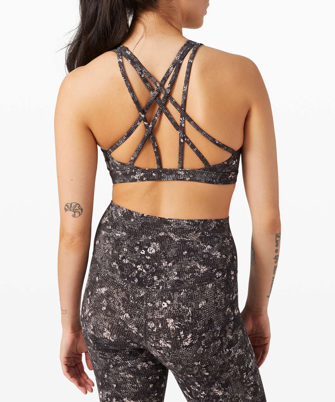 Lululemon Black & White Printed Strappy Sports Bra Size 6 - $24 - From Amber