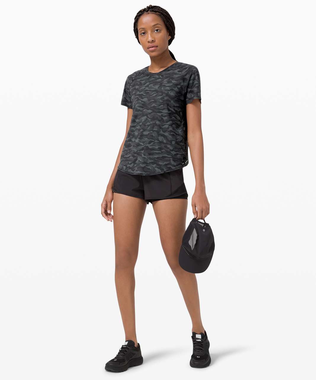 Lululemon Rise and Run Short Sleeve - Sequoia Camo Print Deep Coal Black