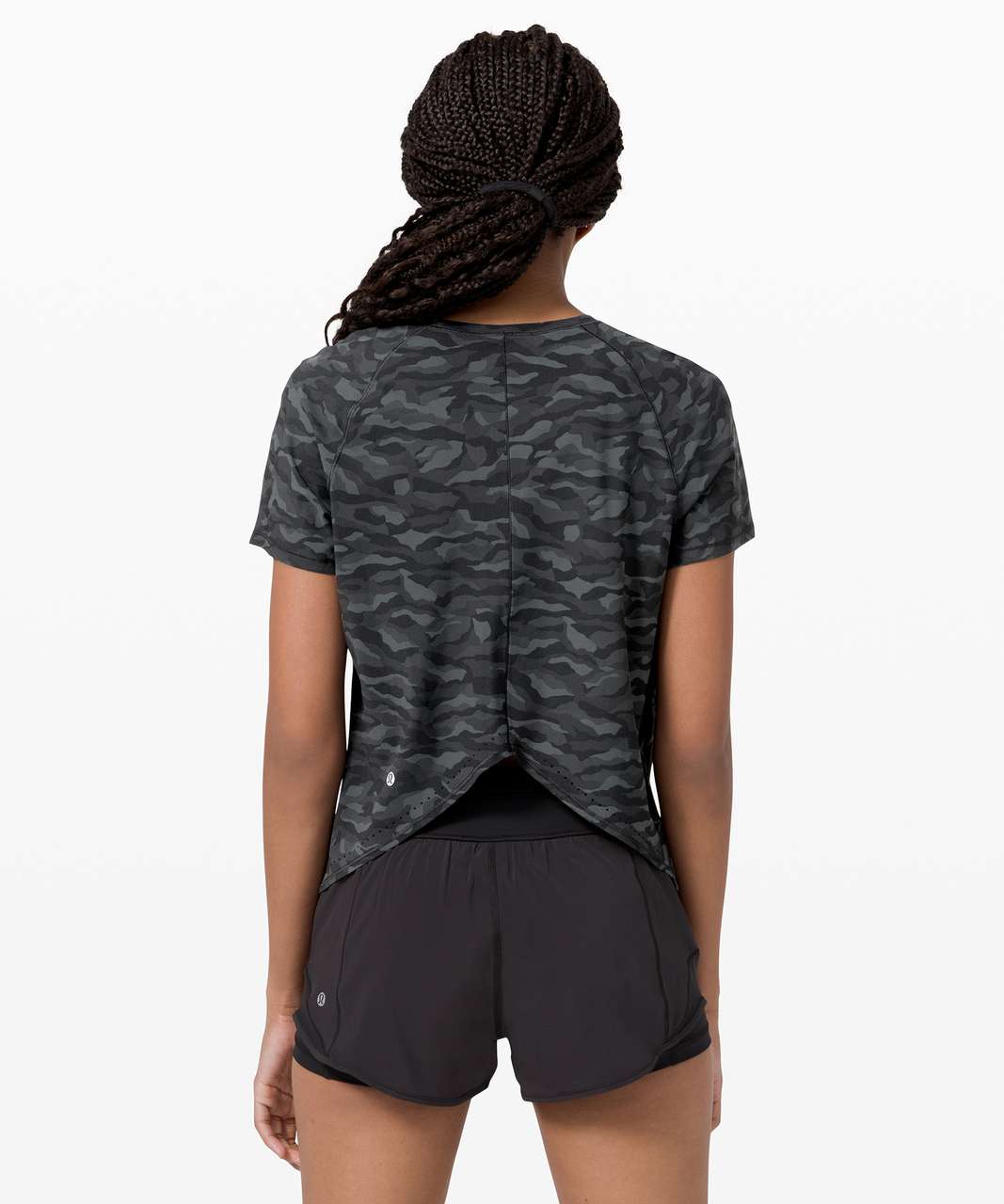 Lululemon Rise and Run Short Sleeve - Sequoia Camo Print Deep Coal Black