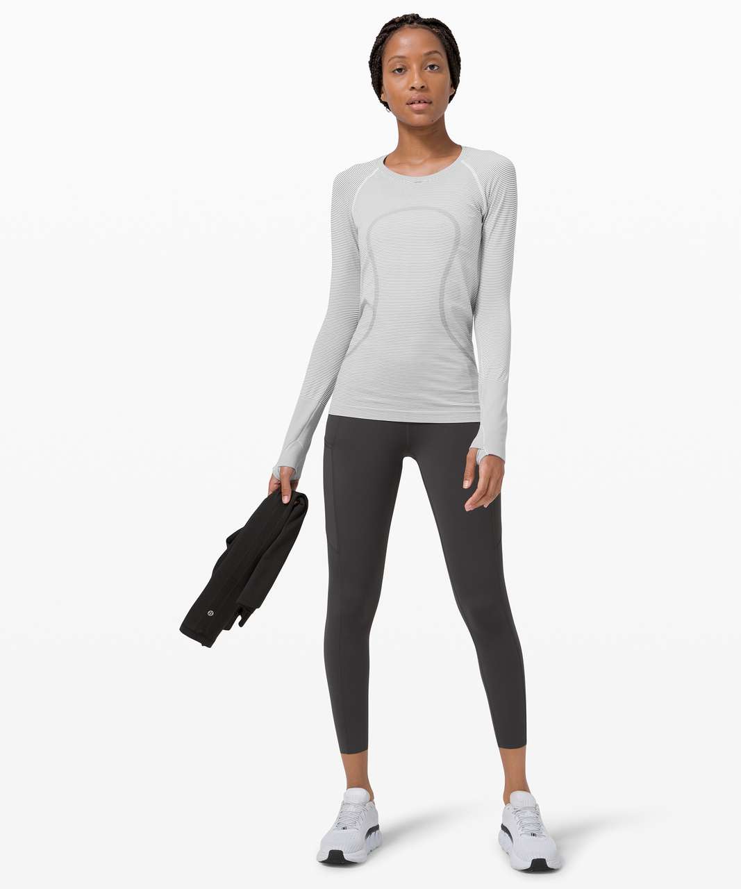 Lululemon Swiftly Tech Long Sleeve 2.0 - Tempo Stripe White / Black