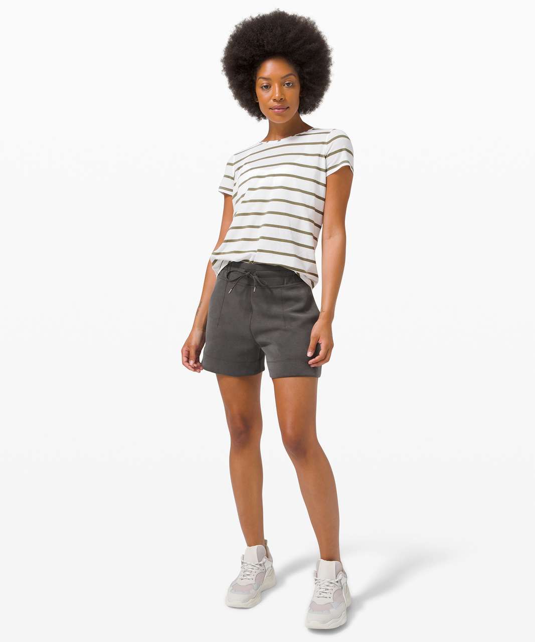 Lululemon Love Crew III - So Wicked Stripe White Medium Olive