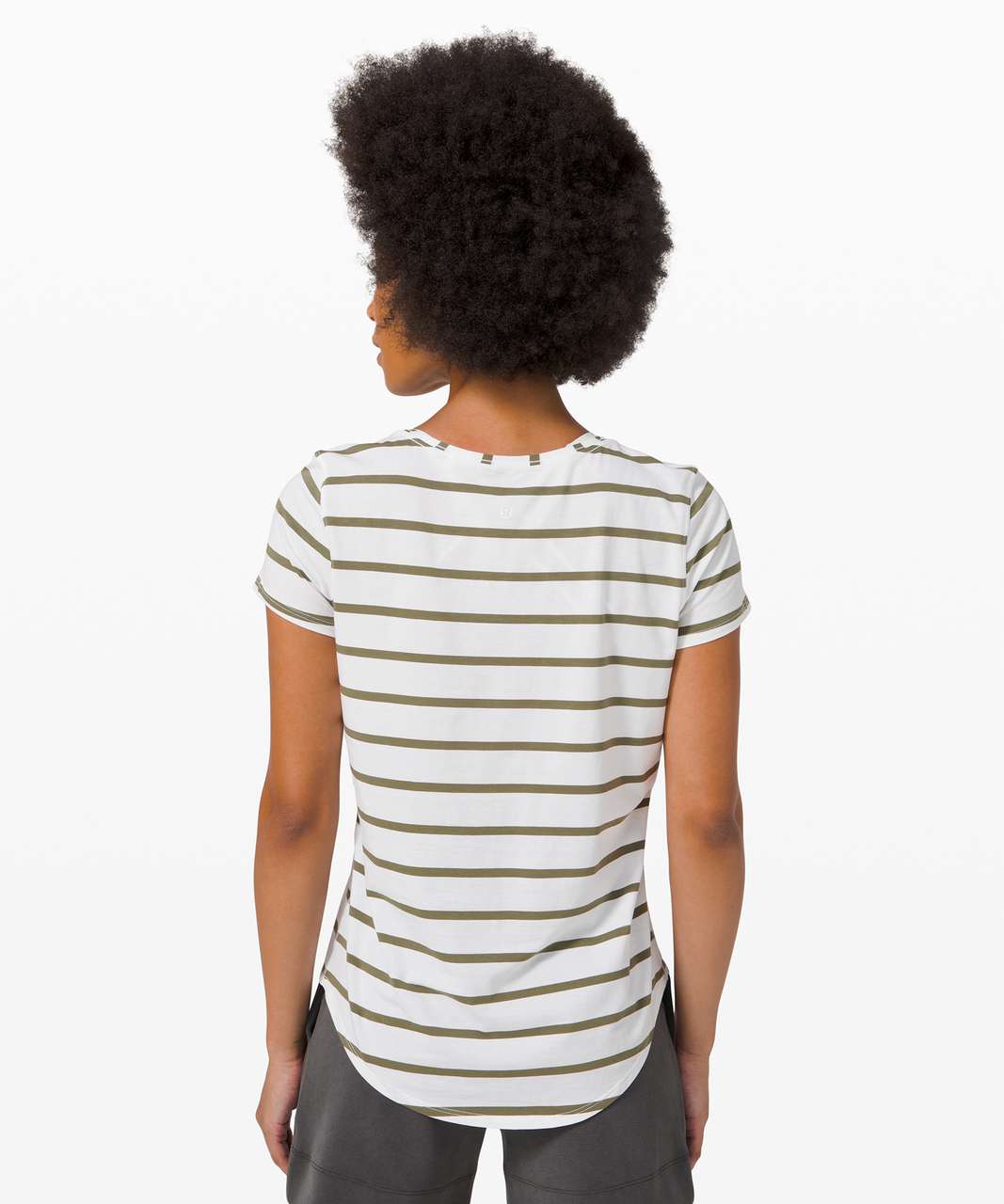 Lululemon Love Crew III - So Wicked Stripe White Medium Olive