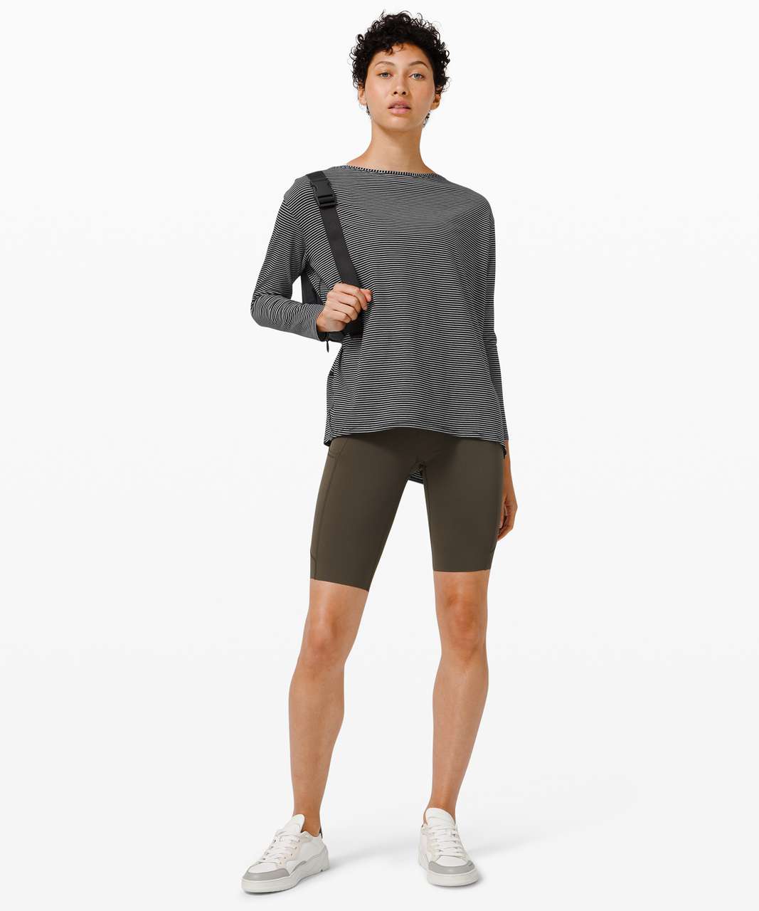 Lululemon Back In Action Long Sleeve - Hype Stripe Black White