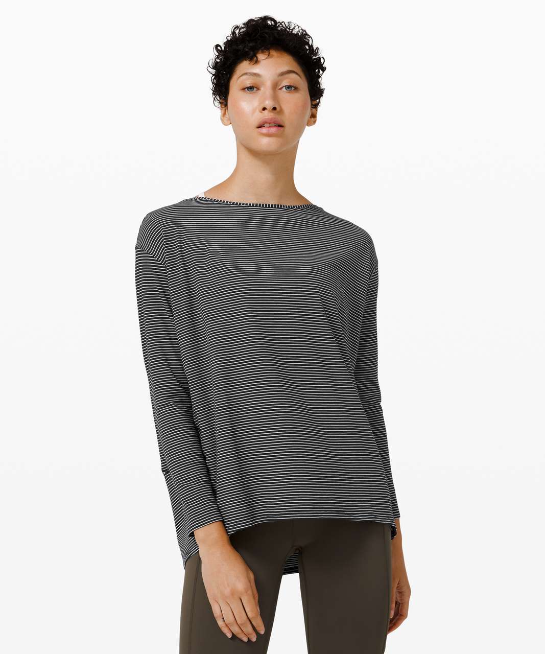 Lululemon Back In Action Long Sleeve - Hype Stripe Black White