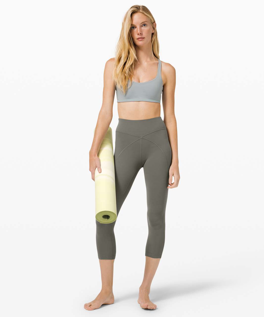 Lululemon Get Centred High Rise Crop 21 - Grey Sage - lulu fanatics