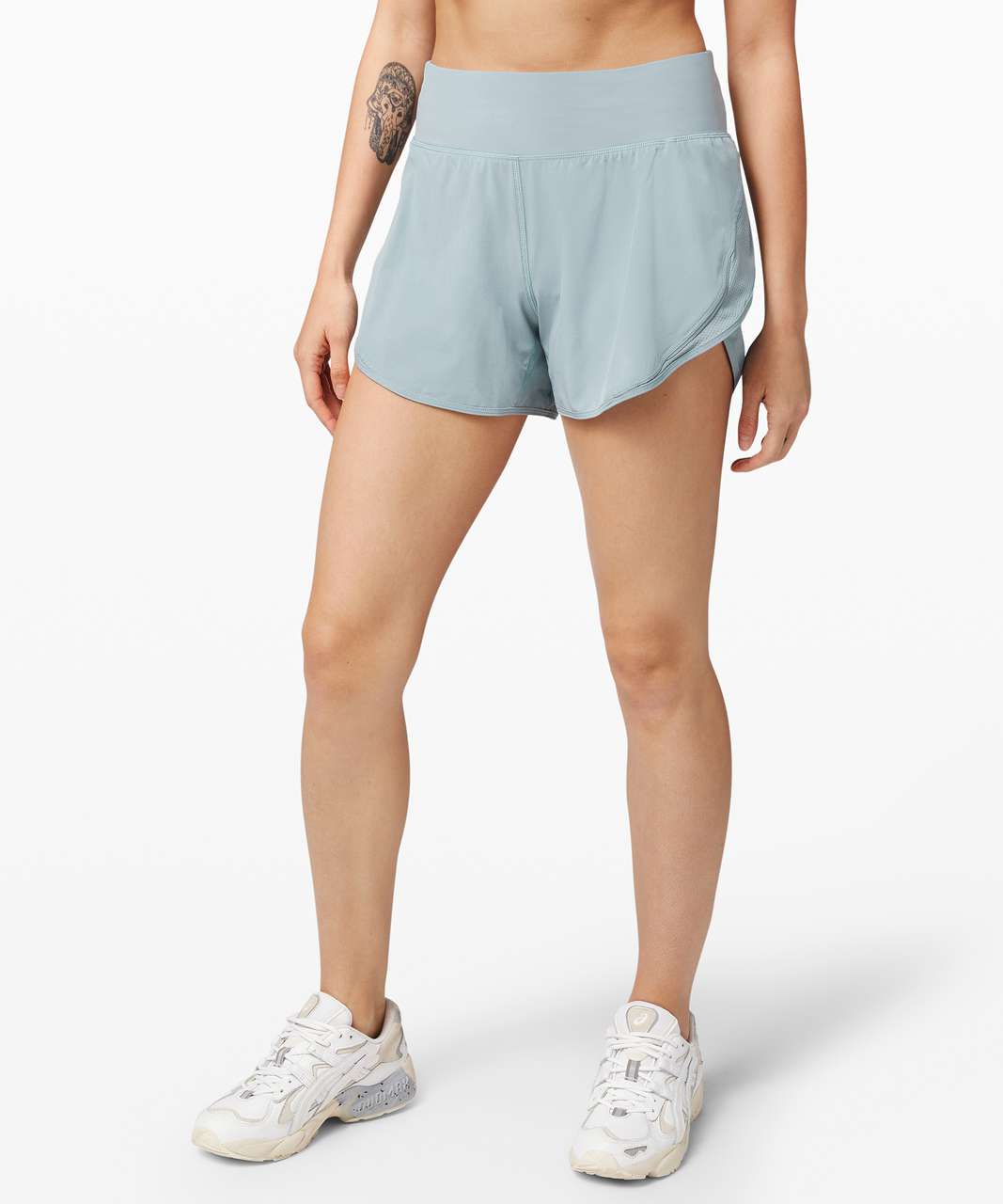 Lululemon Run Off Route High Rise Short 4" - Blue Cast