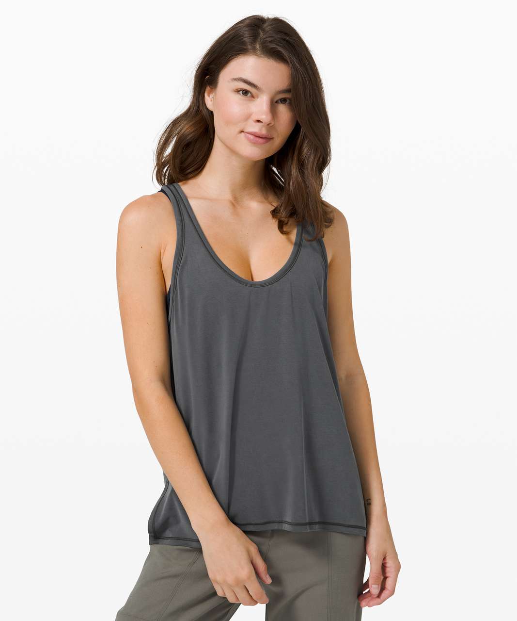 Women Lululemon Tank &go Everywhere Tank Size 4 EUC Twist Back Charcoal  Gray