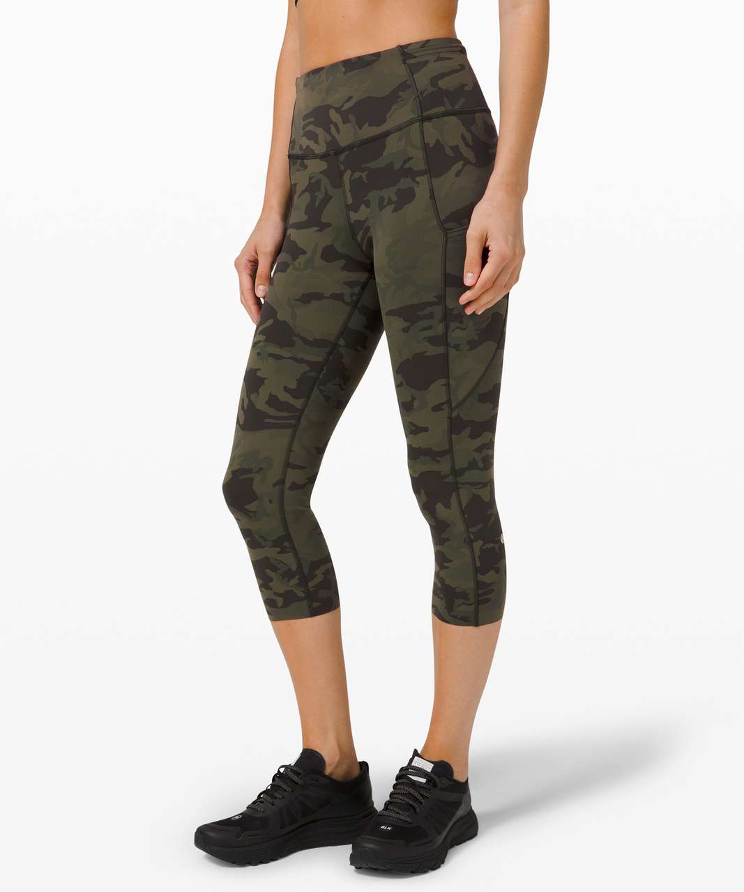 Lululemon Fast and Free Crop II 19" *Non-Reflective - Incognito Camo Multi Gator Green