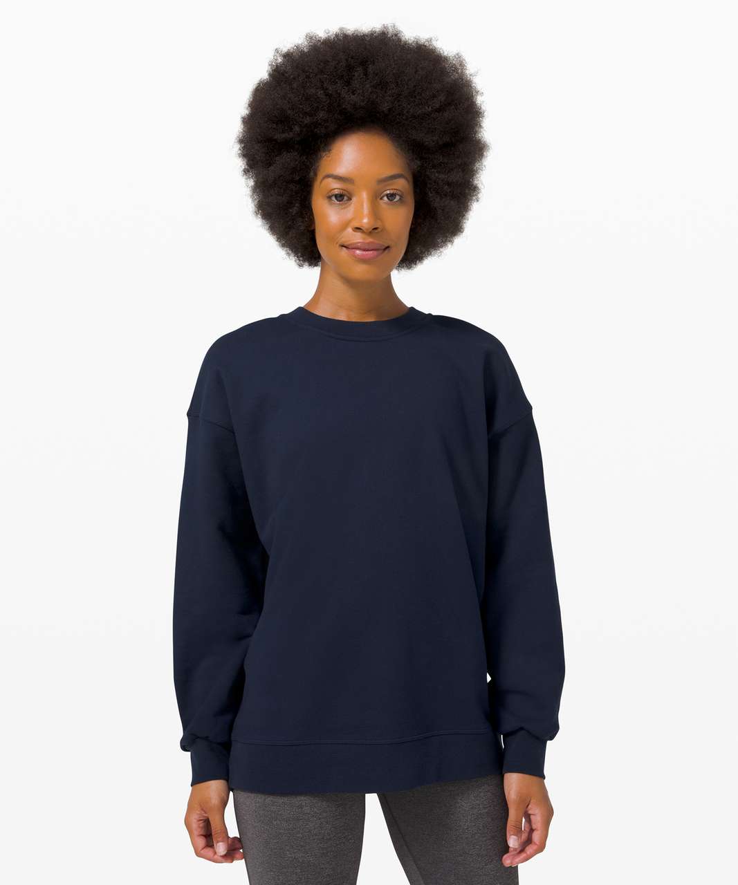Absolutely loving the LA Puff Sleeve Crop Sweatshirt!! (True Navy, size 6)  Style inspo - 80's mom. : r/lululemon