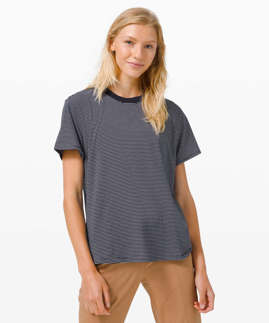 Lululemon All Yours Boyfriend Tee - Hype Stripe True Navy White