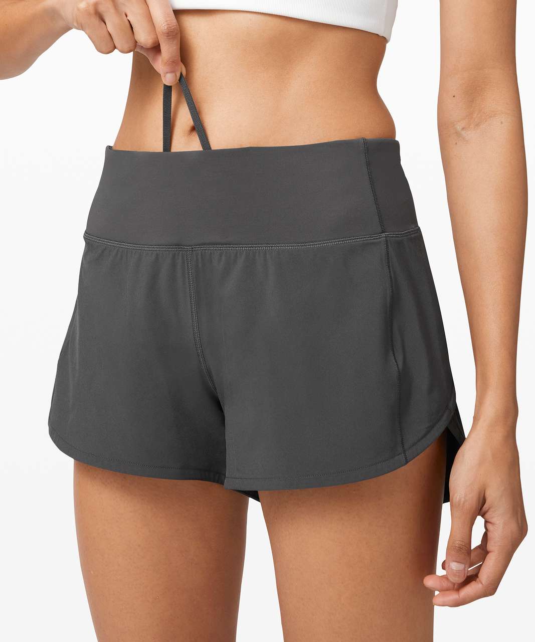 Lululemon Athletica Women's 4 Athletic Running Shorts Gray Stretch Zip  Pocket X1