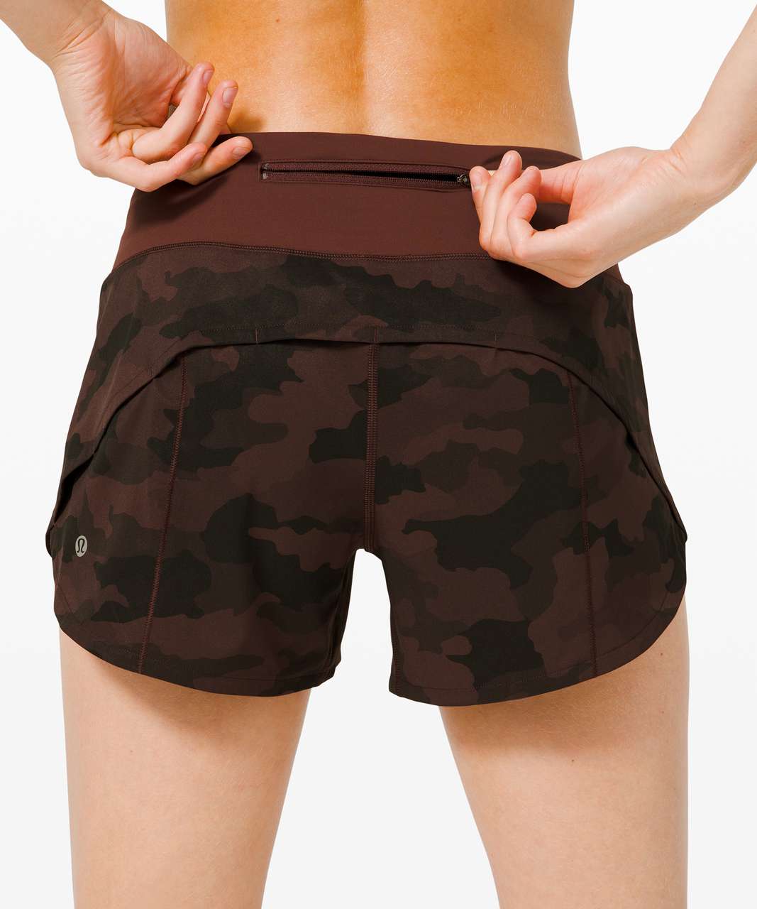 Lululemon Speed Up Short Long *4" Updated Fit - Heritage 365 Camo Brown Earth Multi / Brown Earth