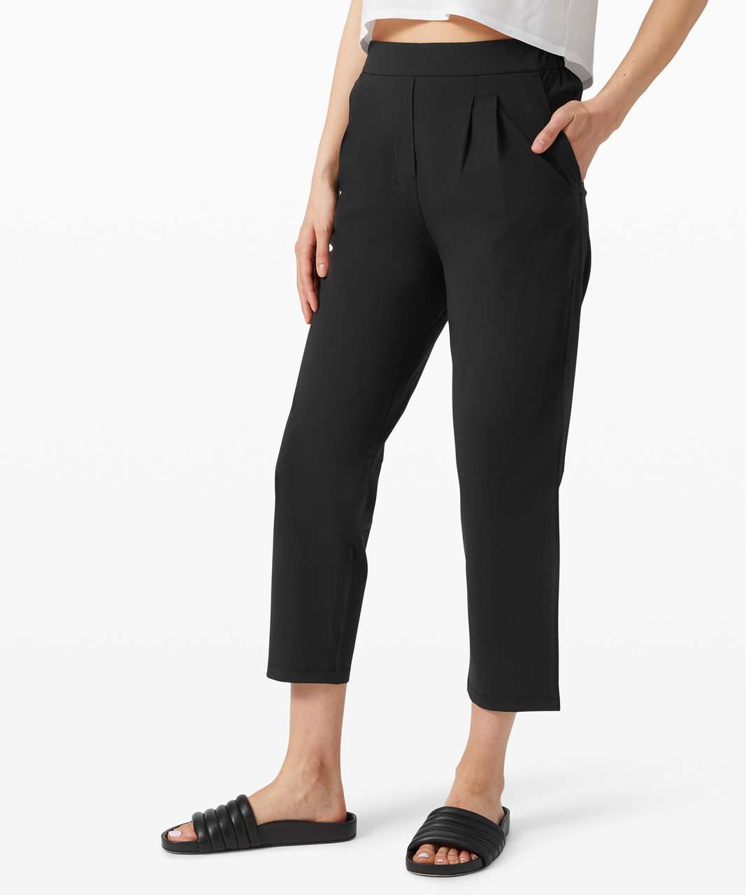 Lululemon Women's Black Elastic Waist Pull On High Rise Cropped