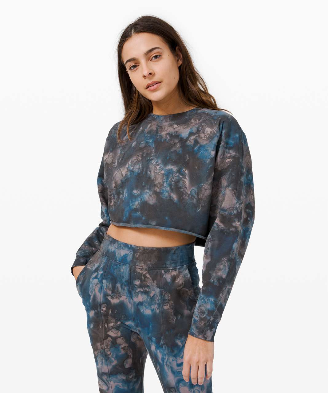 Lululemon LA Pullover Crew - Watercolor Wash Lunar Rock / Black / Larkspur