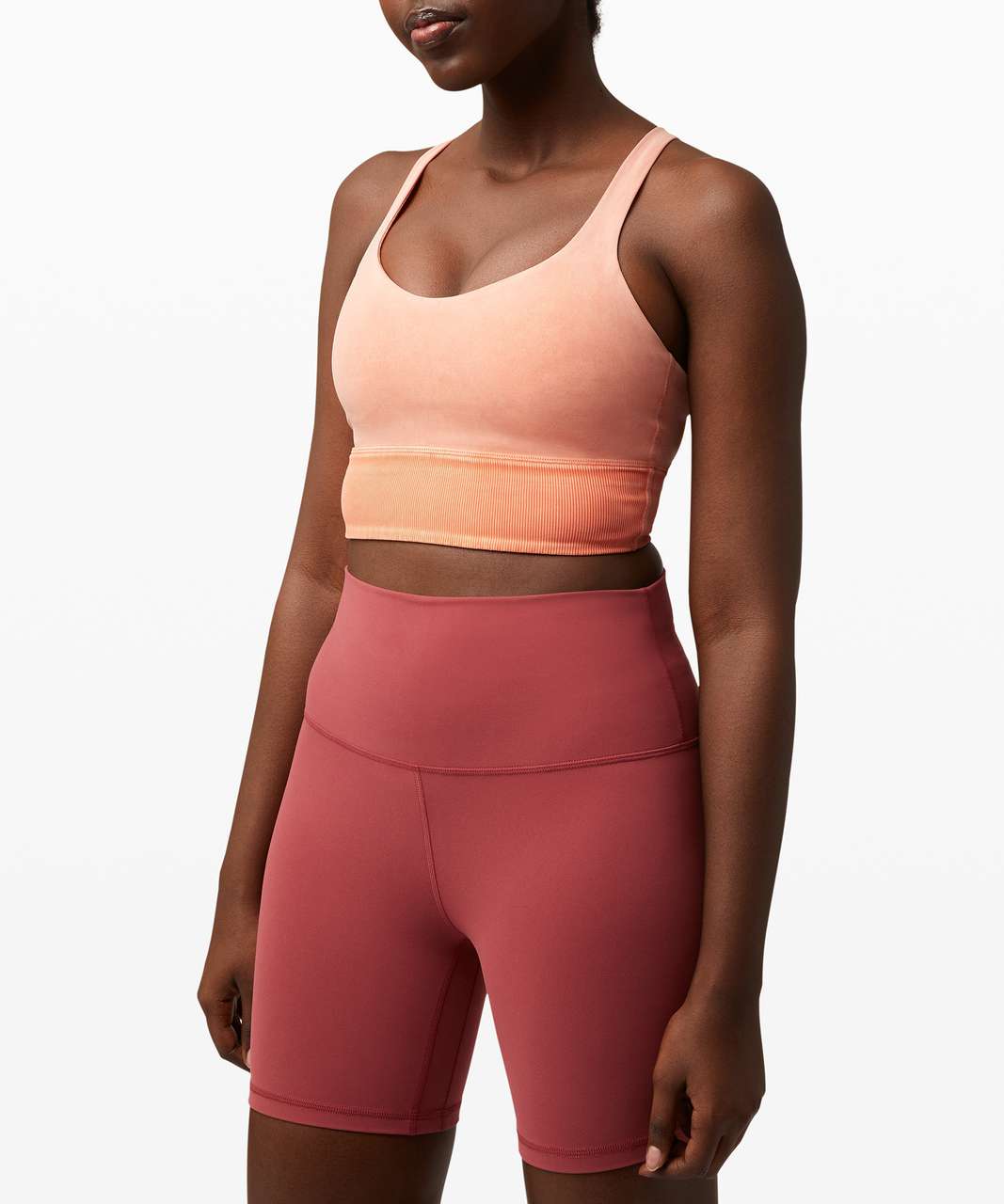 Lululemon Free To Be Bra Long Line *Rib - Snow Wash Washed Rustic Coral