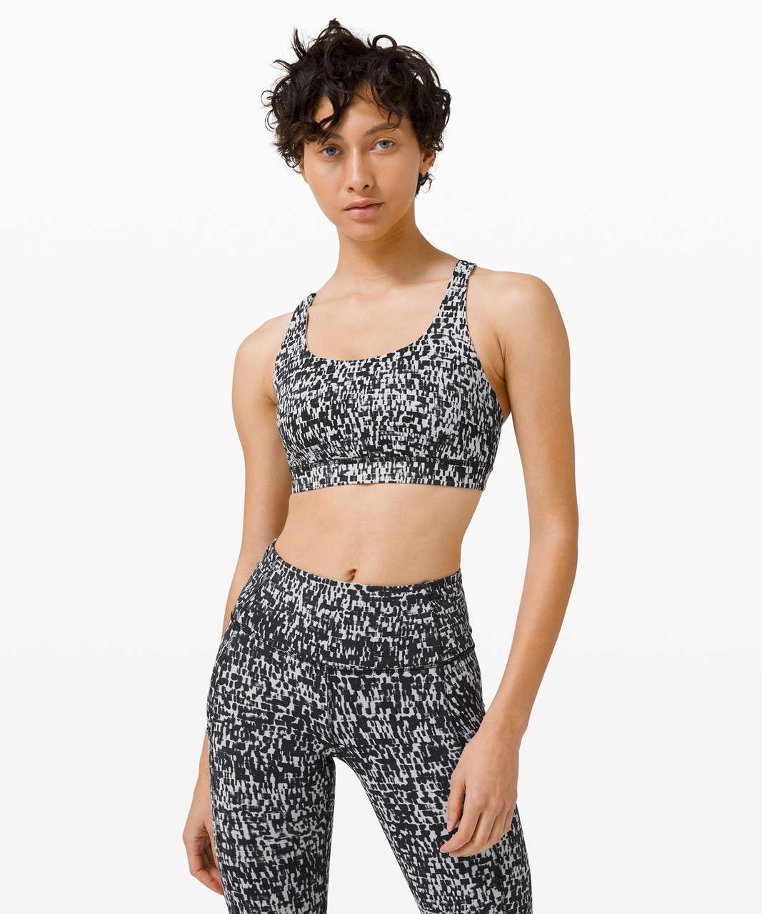 Lululemon Energy Bra *Medium Support, B-D Cup - Urban Block Ice Grey Black