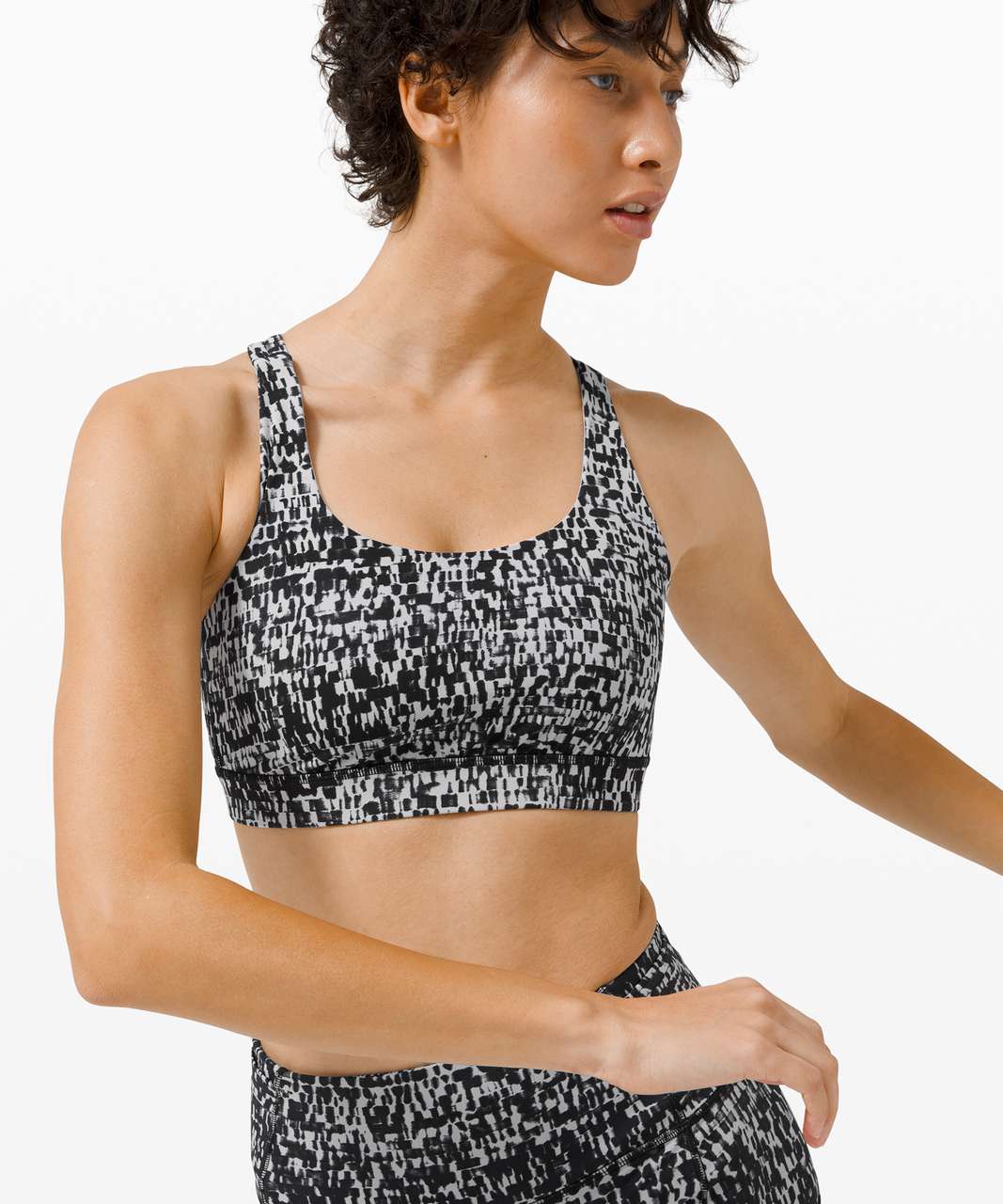 Lululemon Energy Bra *Medium Support, B-D Cup - Urban Block Ice Grey Black