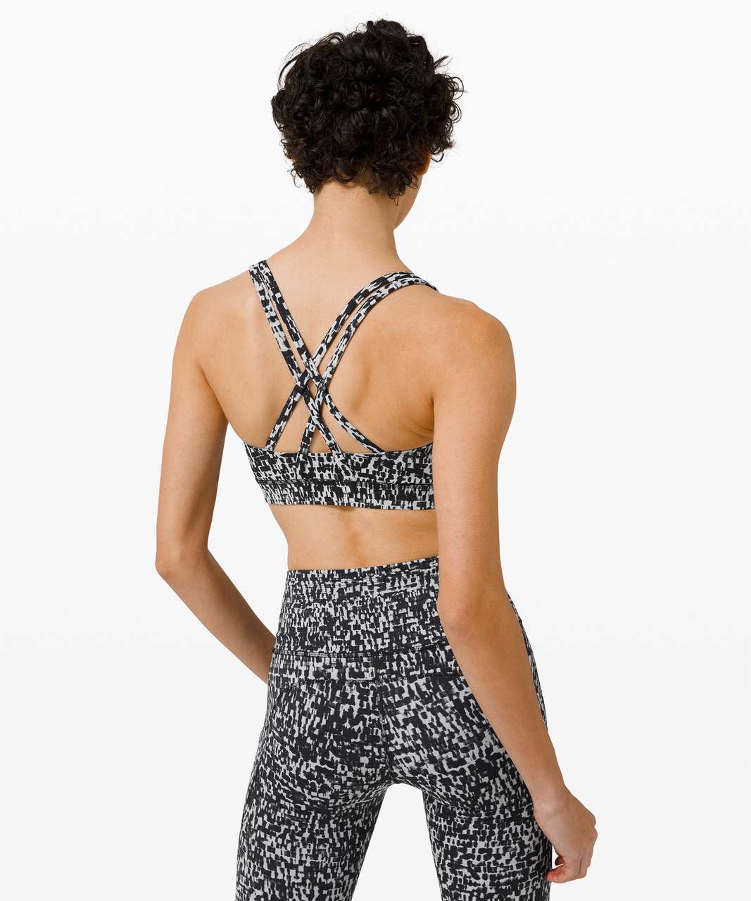 Lululemon Energy Bra *Medium Support, B-D Cup - Urban Block Ice Grey Black