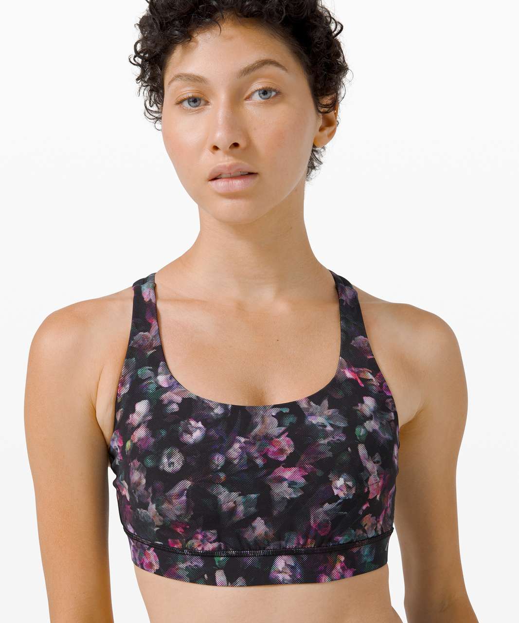 Lululemon Energy Bra Sports Yoga Strappy Floral Jungle Black Women's 4  Preowned 