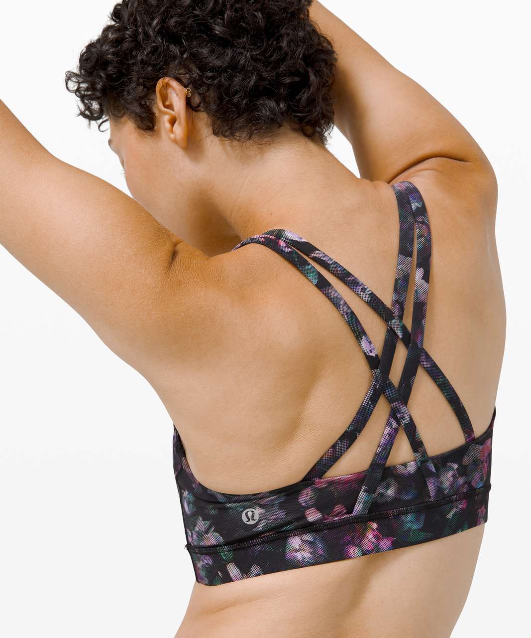 Lululemon Energy Bra Sports Yoga Strappy Floral Jungle Black Women's 4  Preowned 