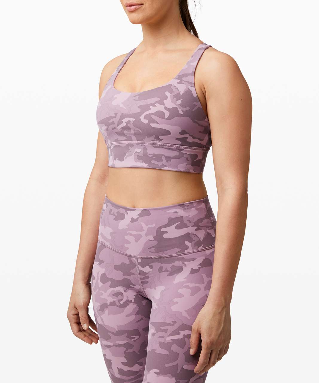 Lululemon Energy Bra Long Line *Medium Support, B-D Cup - Incognito Camo Pink Taupe Multi