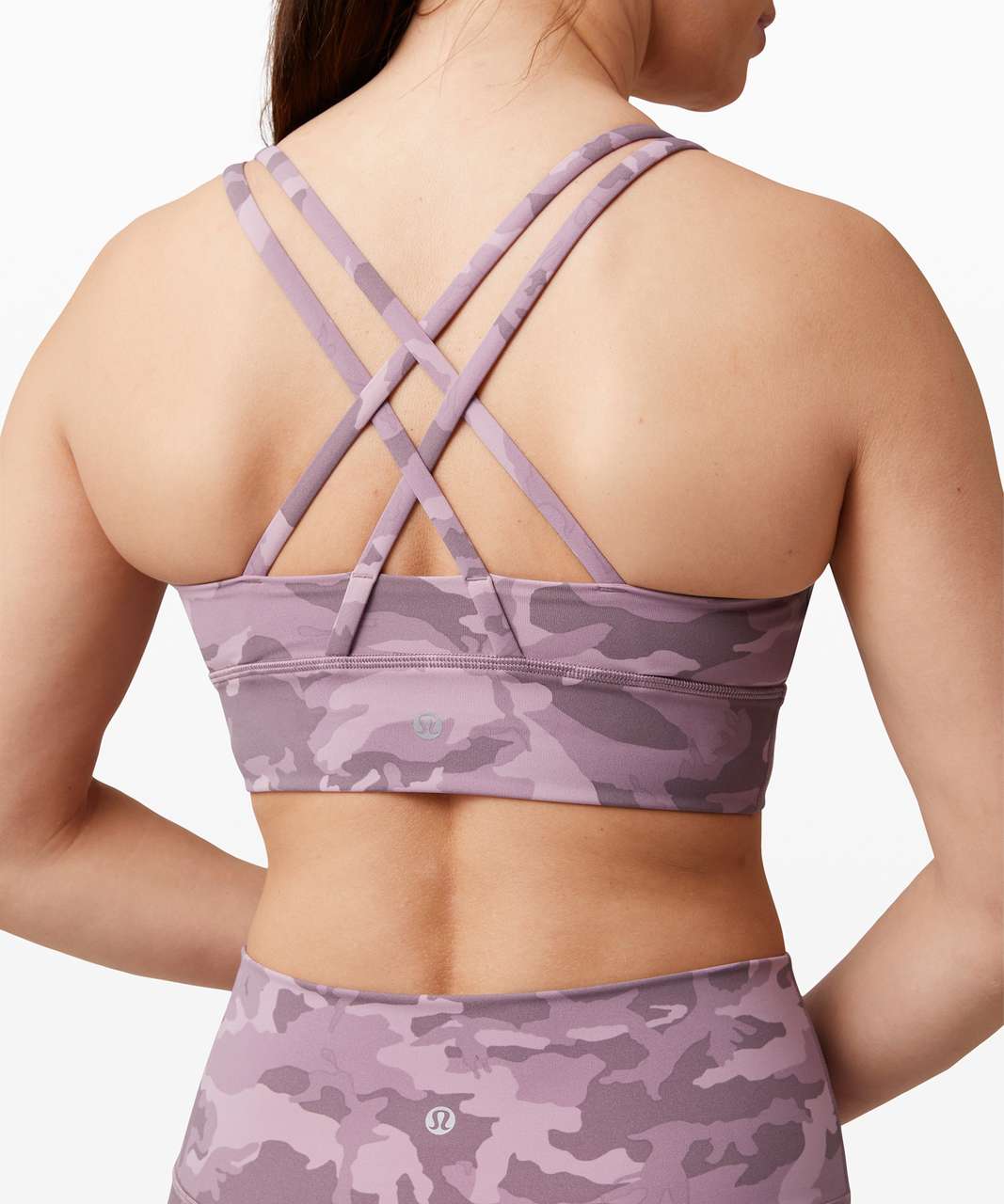 Lululemon Energy Bra Long Line *Medium Support, B-D Cup - Incognito Camo Pink Taupe Multi