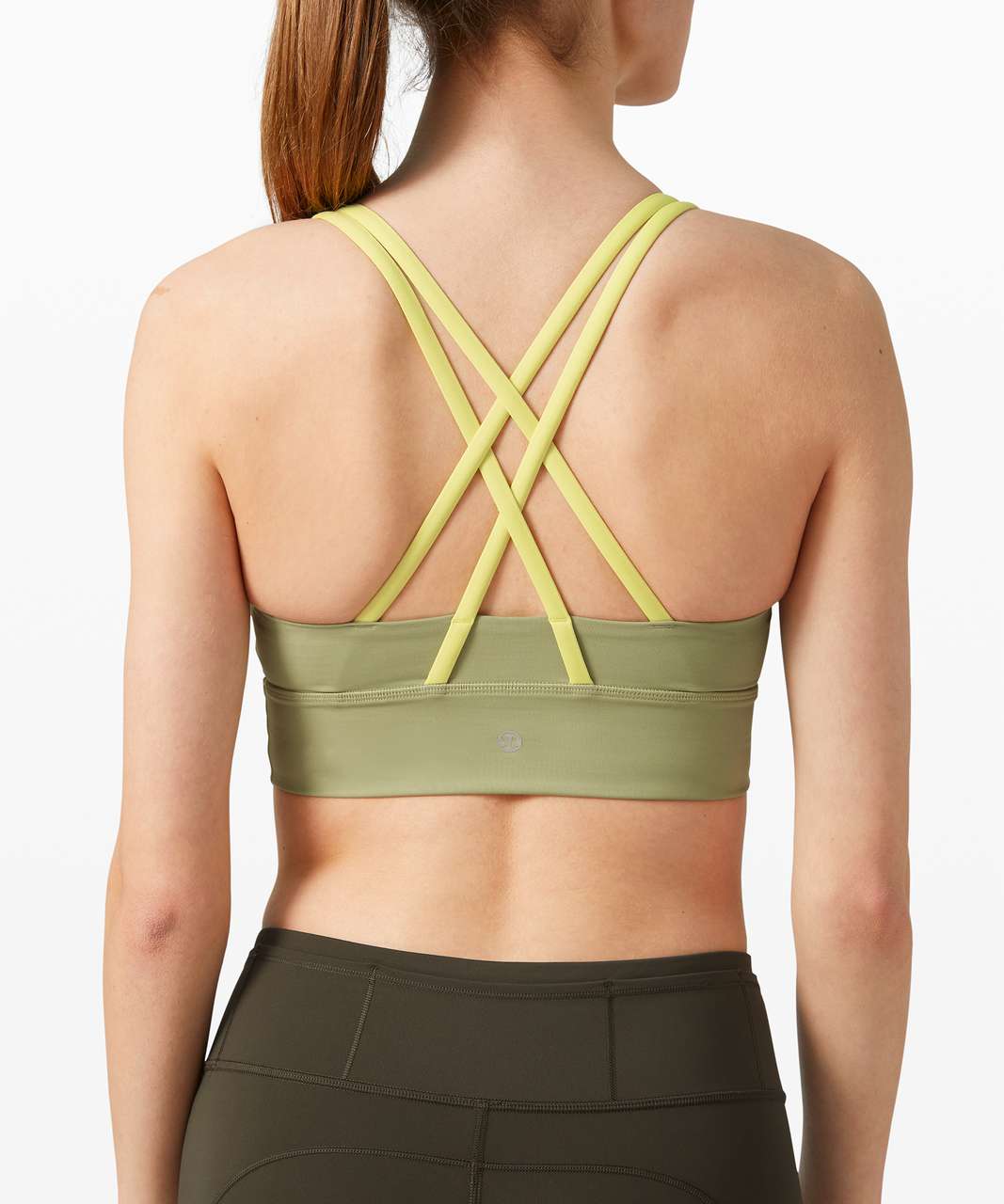 Lululemon Energy Bra Long Line *Medium Support, B-D Cup - Vista Green /  Lemon Vibe - lulu fanatics