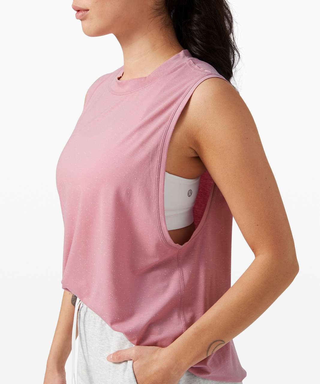 Lululemon All Yours Boyfriend Tank - Pink Taupe / White
