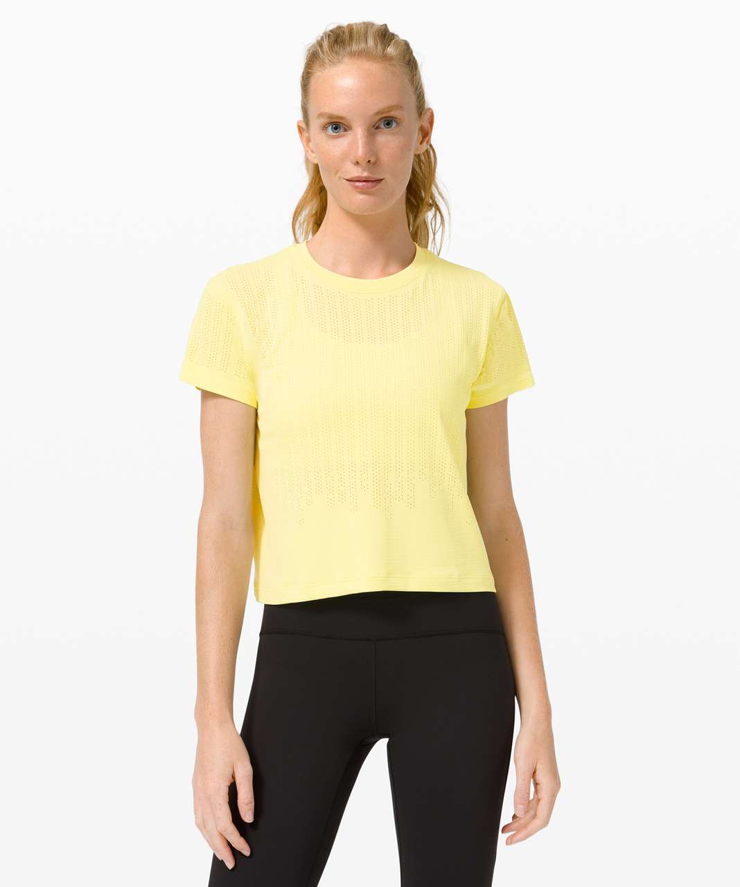 Lululemon Train to Be Short Sleeve *Stripe - Rain Stripe Lemon Vibe