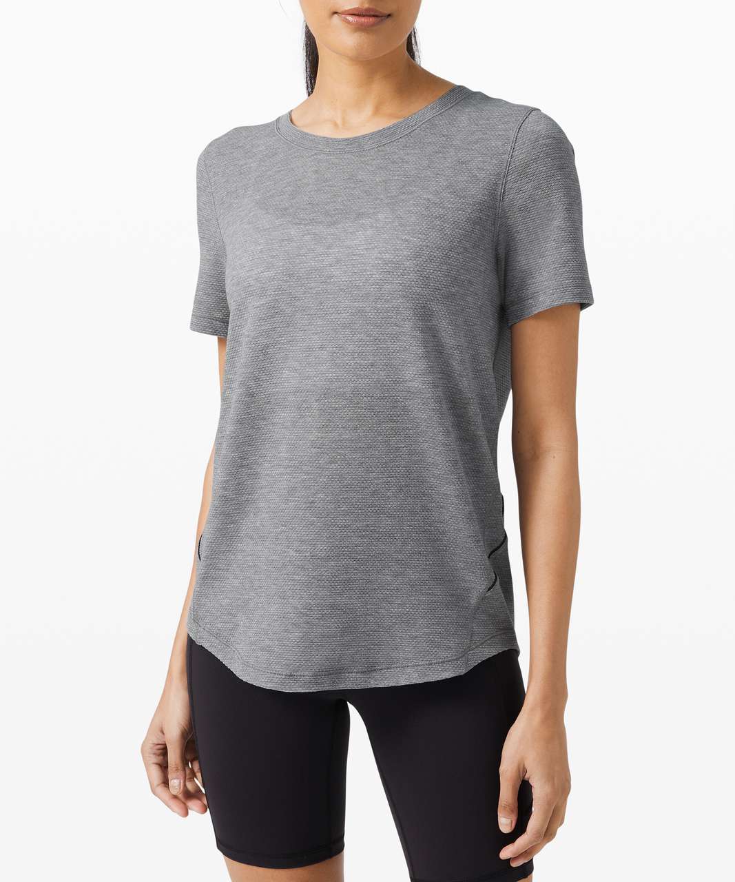 Lululemon Long Distance Short Sleeve - Heathered Black - lulu fanatics