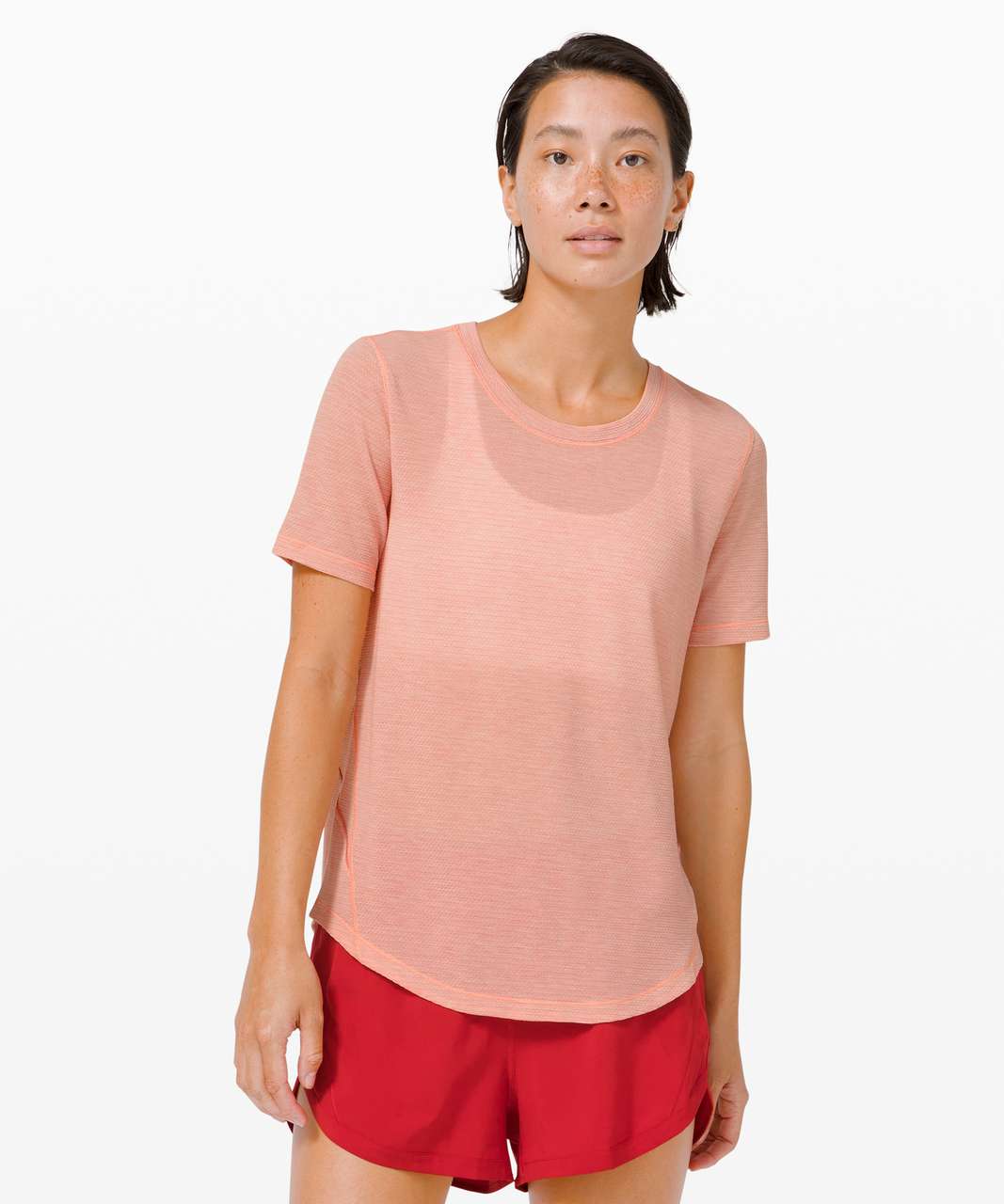 Lululemon Long Distance Short Sleeve - Heathered Pink Pastel