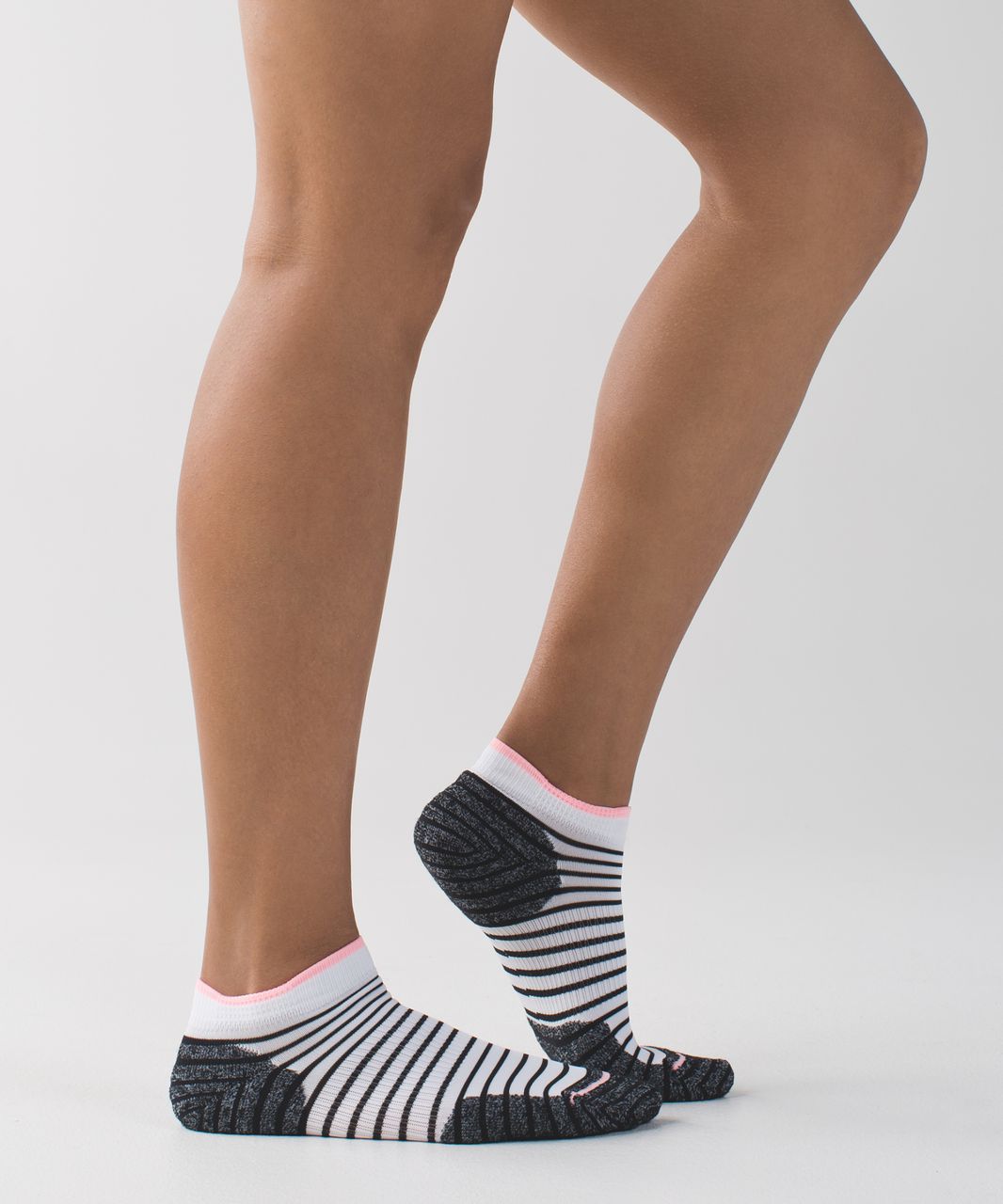 Lululemon Womens Ultimate Padded Run Sock - Black / White / Bleached Coral