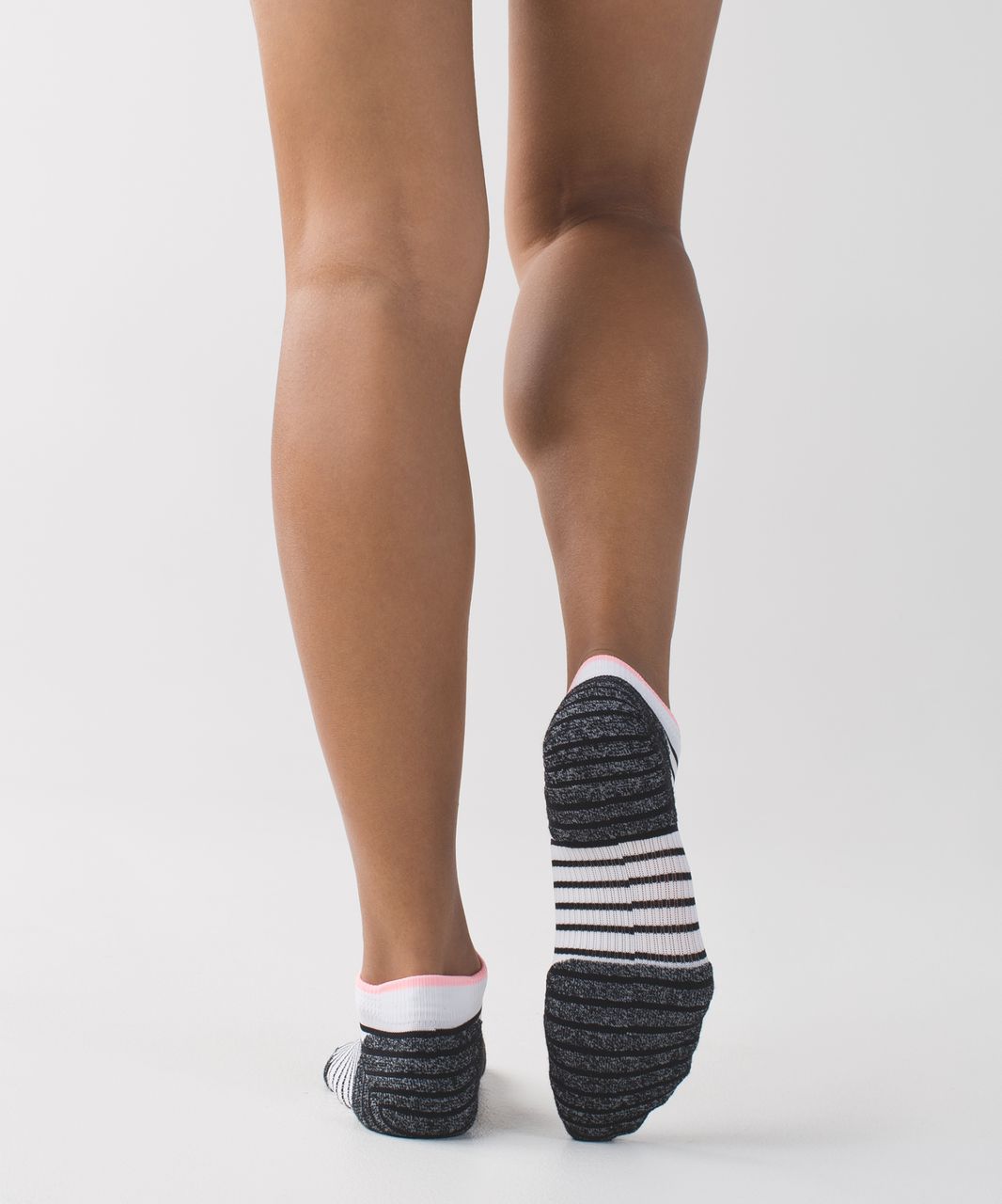 Lululemon Womens Ultimate Padded Run Sock - Black / White / Bleached Coral