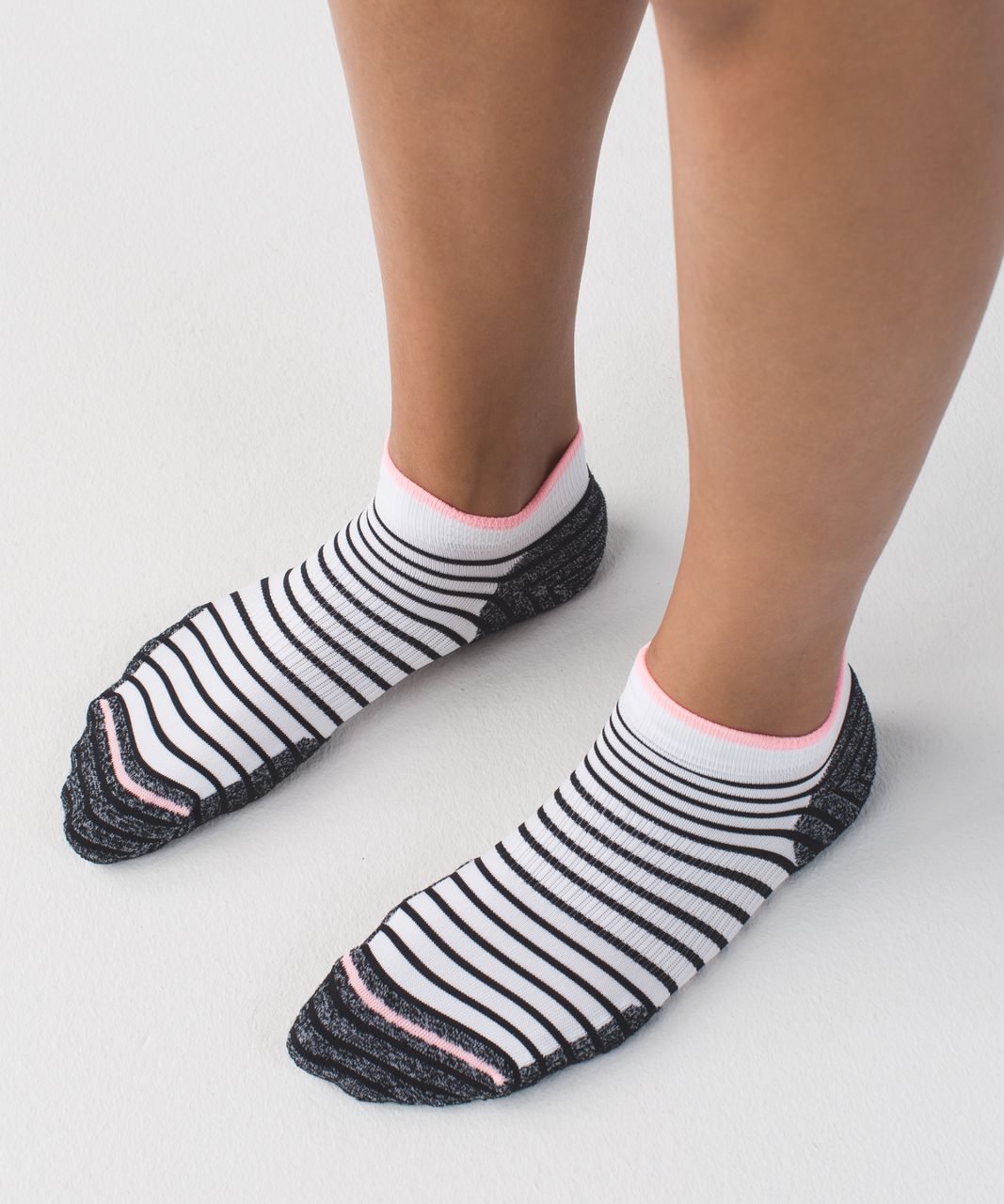 Lululemon Womens Ultimate Padded Run Sock - Black / White / Bleached Coral