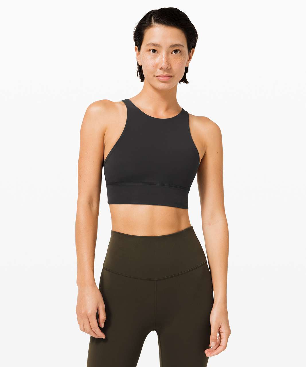 Lululemon Energy Bra High Neck Long Line *Tough - Black - lulu fanatics