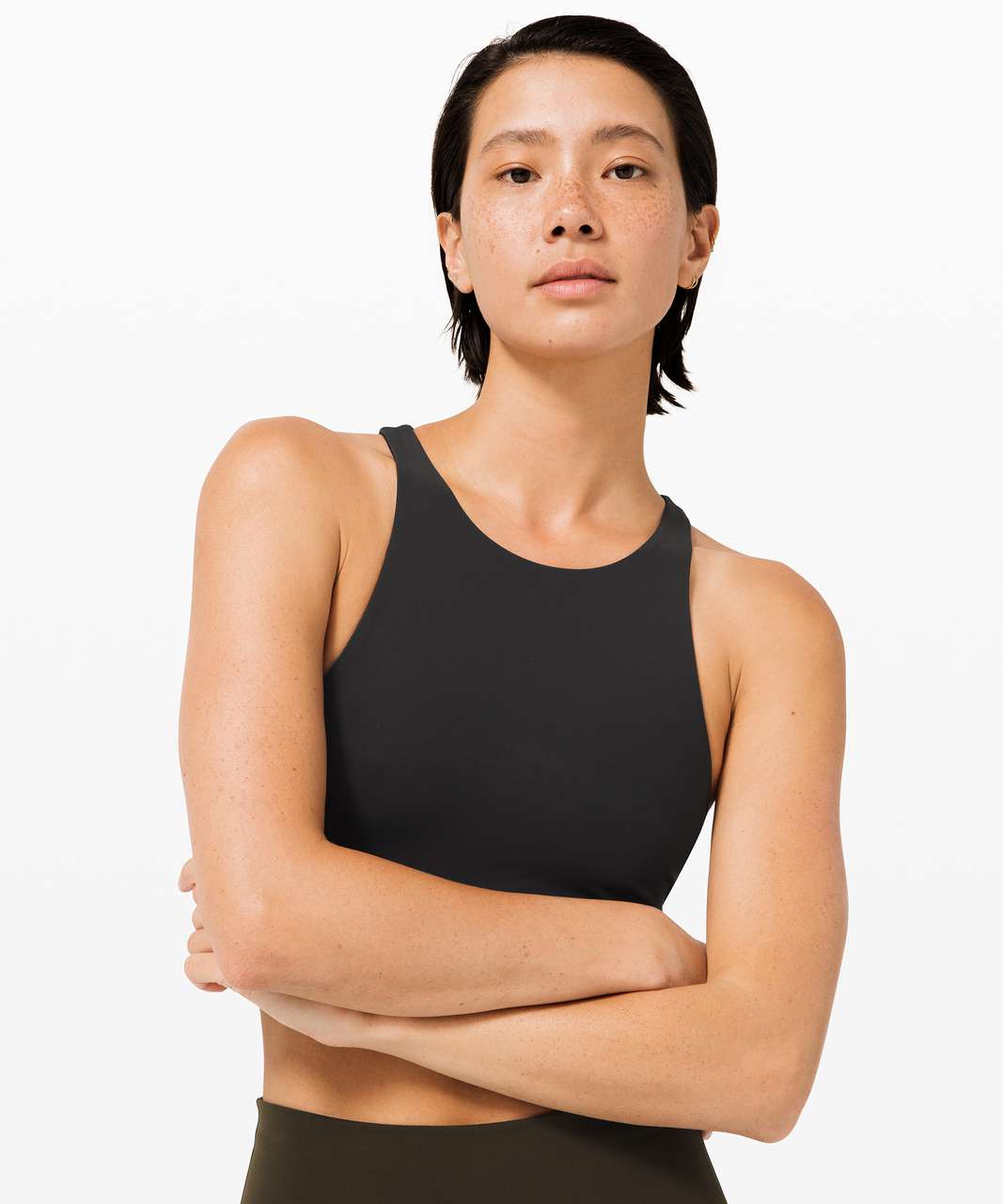 Lululemon Energy High Neck Long Line *Tough Bra Size 2 Black Luxtreme  Wicking