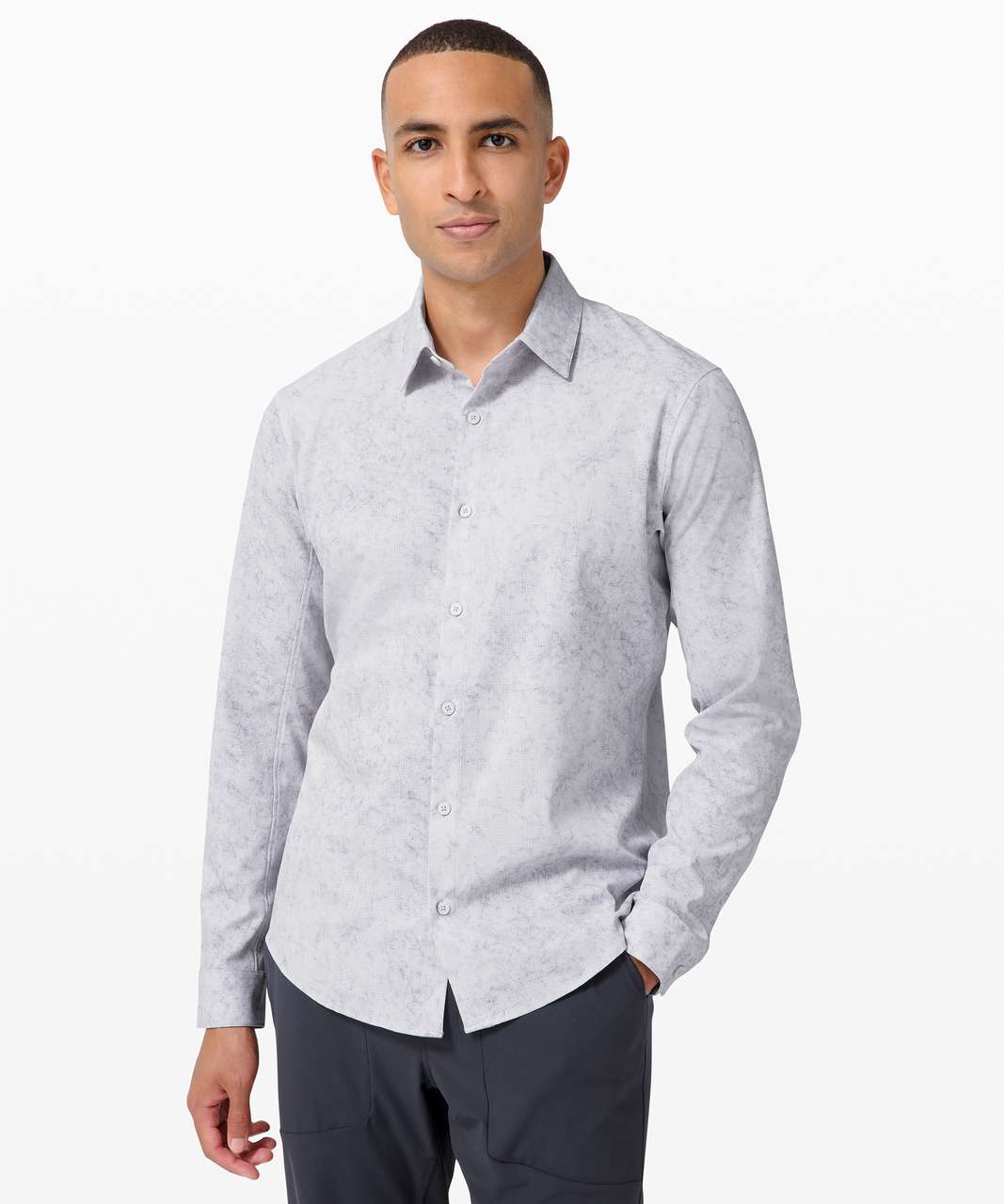 Lululemon Airing Easy Long Sleeve Shirt *Ventlight Mesh - Gravel Dust Alpine White Multi