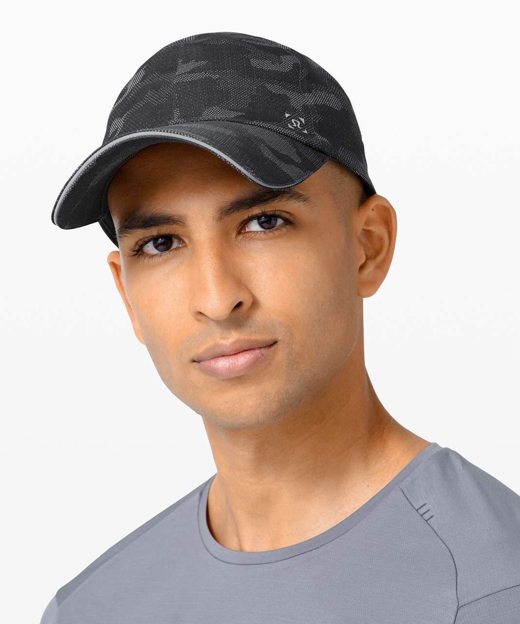 Lululemon Fast and Free Mens Run Hat - Variegated Mesh Camo Swift Black Alpine White